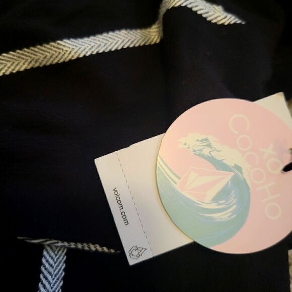 NWT VOLCOM BLACK AND WHITE COCO TIE CHEST TOP SZ. S - Picture 4 of 5